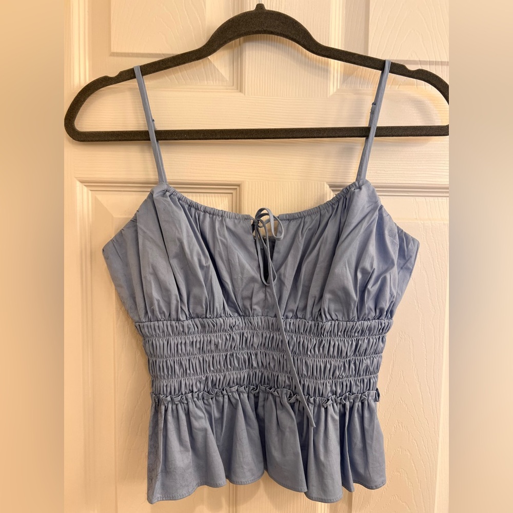 WAYF Cornflower Blue Peplum Top
